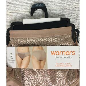 Warners 3 Pack Microfiber Hipster Panties XXXL10 Tummy Control Mid Waist New